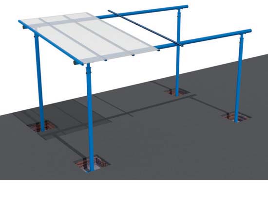 Fit down the System 60 roof spars and click in the roofing sheets.